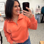 Coral Quarter Zip Sweatshirt Top - Sweatshirt PANACHE