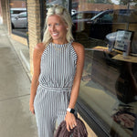 Blue Stripe Jacquard Jumpsuit DOE & RAE