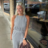 Blue Stripe Jacquard Jumpsuit DOE & RAE