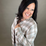 Sage/Pink Leetonia Boyfriend Top Tops - Button Ups FLAG AND ANTHEM
