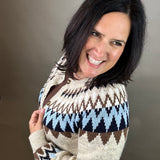 Oatmeal/Navy Odessa Fair Isle Sweater Top - Sweater FLAG AND ANTHEM