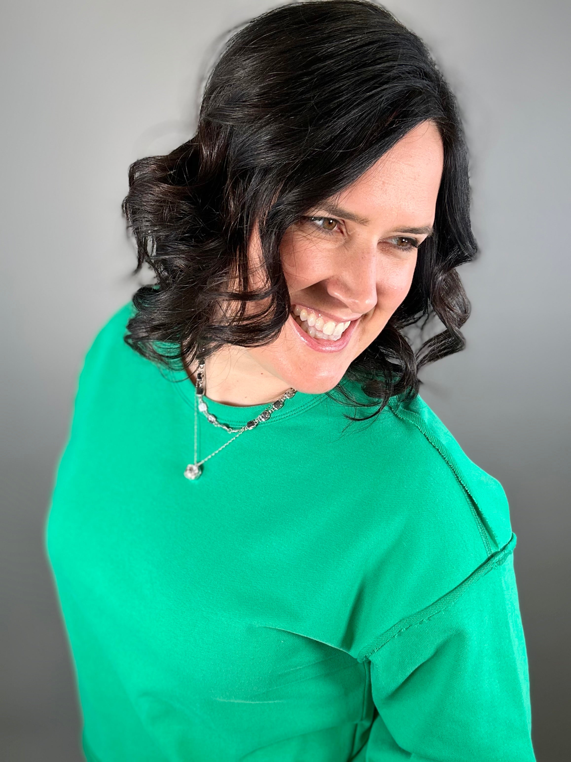 Green Seam Detail Top Top- Sweatshirt JODIFL