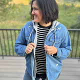 Hooded Distressed Denim Jacket
