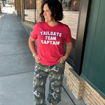 Red Crew Team Captain Tee Tops- Tees MUGSBY