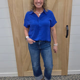 Royal Button Front Short Sleeve Tops - Button Ups STACCATO