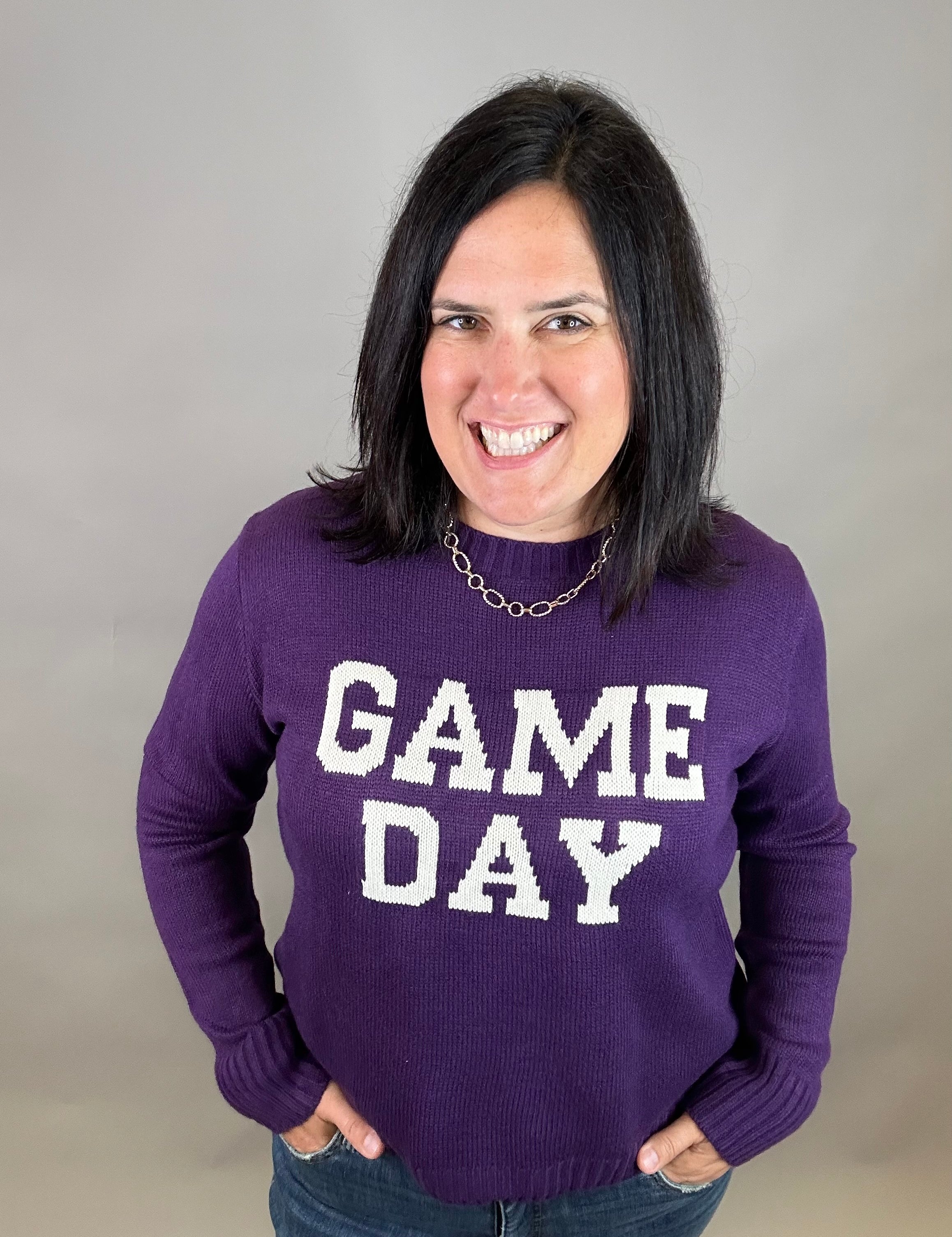 Purple Game Day Sweater Top - Sweater PANACHE
