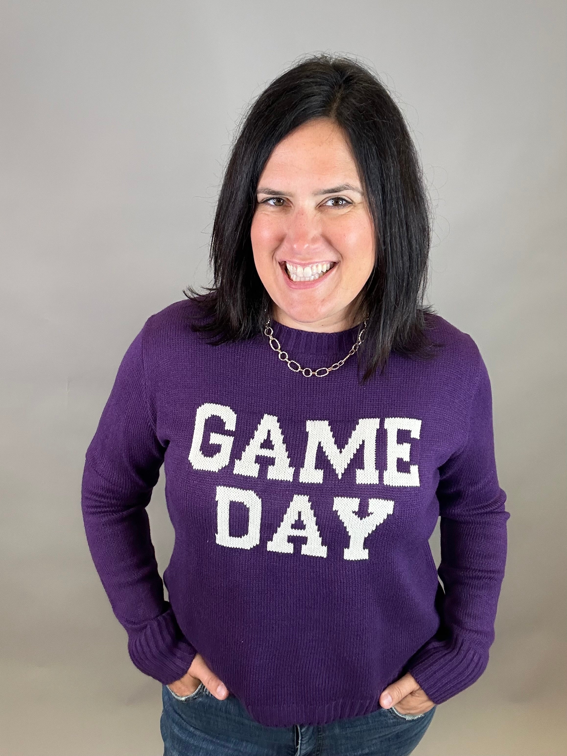 Purple Game Day Sweater Top - Sweater PANACHE