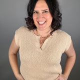 Biscuit Slub Sweater Relaxed Fit with Dolman Sleeves