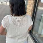 Cream Sun-Soaked Open-Knit Fishnet Sweater Top - Sweater IN FEBRUARY