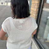 Cream Sun-Soaked Open-Knit Fishnet Sweater Top - Sweater IN FEBRUARY