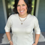 Cream Crew Neck Knit Top Top - Sweater DOE & RAE