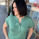 Green Henley Top Top - Tee STACCATO