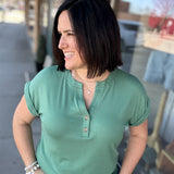 Green Henley Top Top - Tee STACCATO