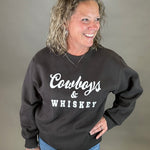 Charcoal Whiskey & Cowboys Sweatshirt Top- Sweatshirt PANACHE