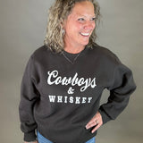 Charcoal Whiskey & Cowboys Sweatshirt Top- Sweatshirt PANACHE