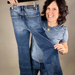 High Rise Dark Bootcut Jeans Bottom- Pants RISEN