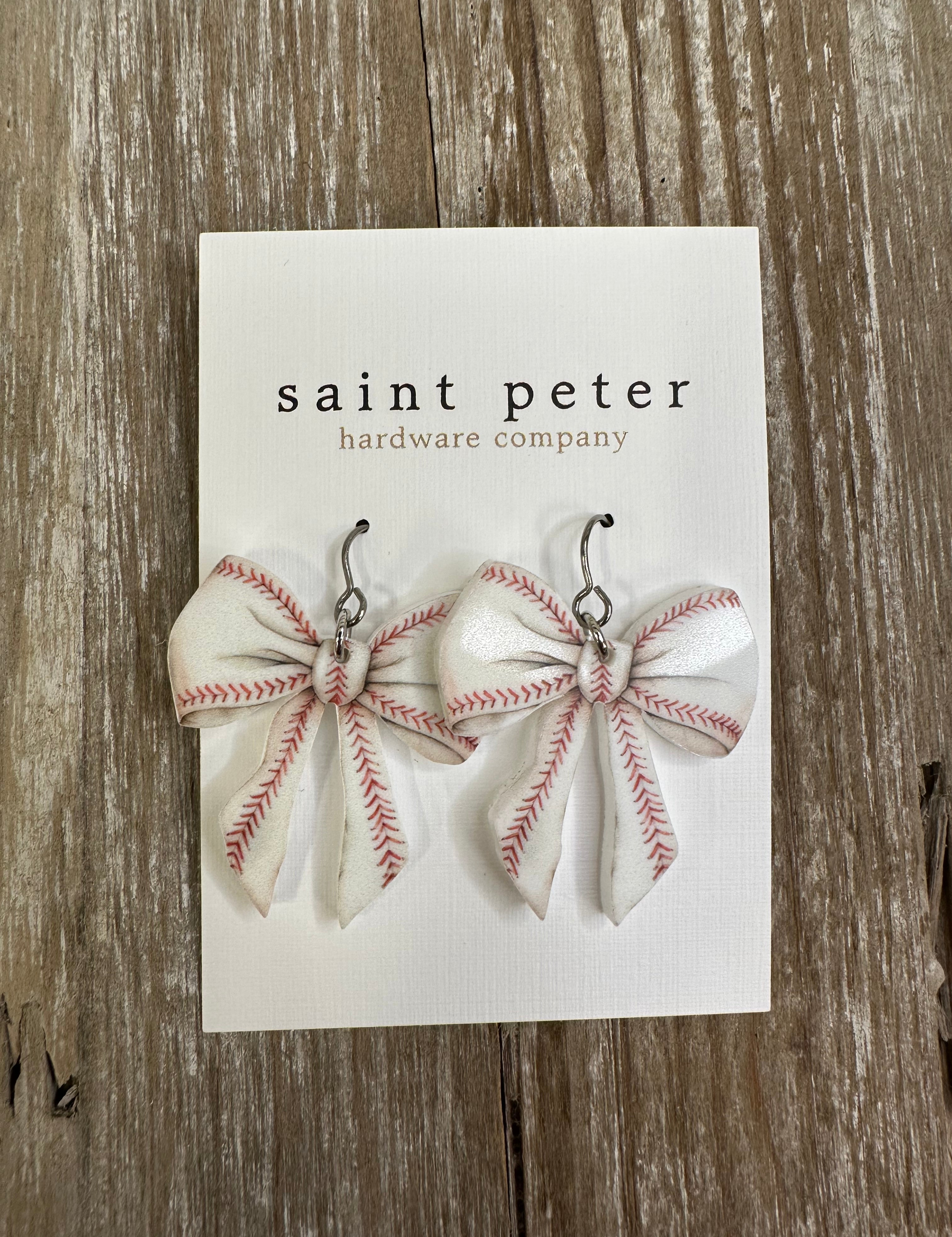 Baseball Bow Earrings Jewelry - Earrings St. Peter hardware