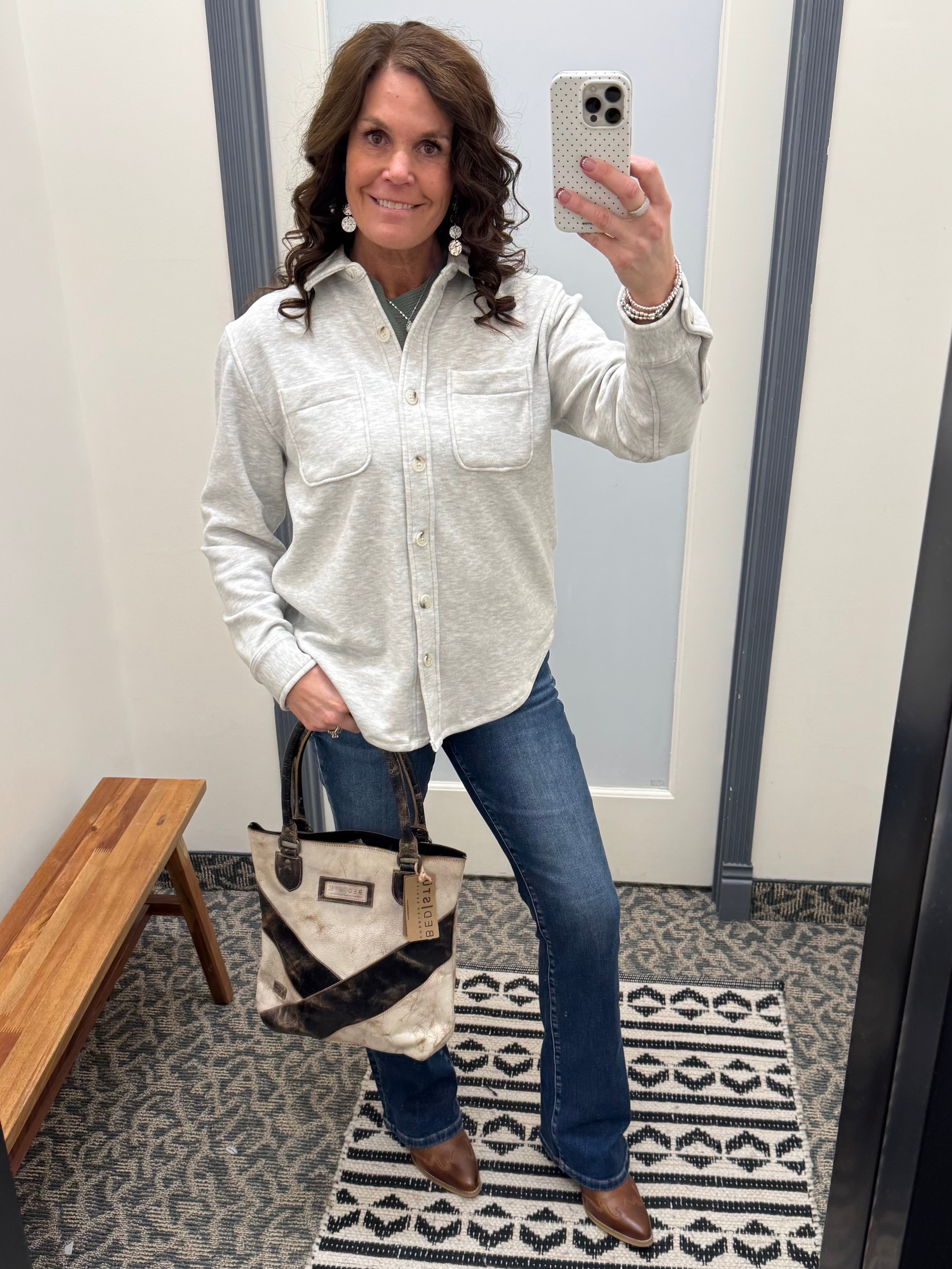 Heather Grey Plush Shacket Outerwear - Shacket FLAG AND ANTHEM