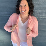 Peach Sorbet Celia Top Tops - Button Ups DEAR SCARLETT