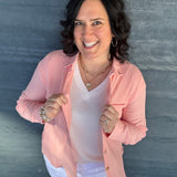 Peach Sorbet Celia Top Tops - Button Ups DEAR SCARLETT