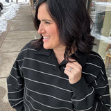 Black/Cream Stripe Polo Top