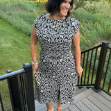 Black Pattern Maxi Dress with Side Slit