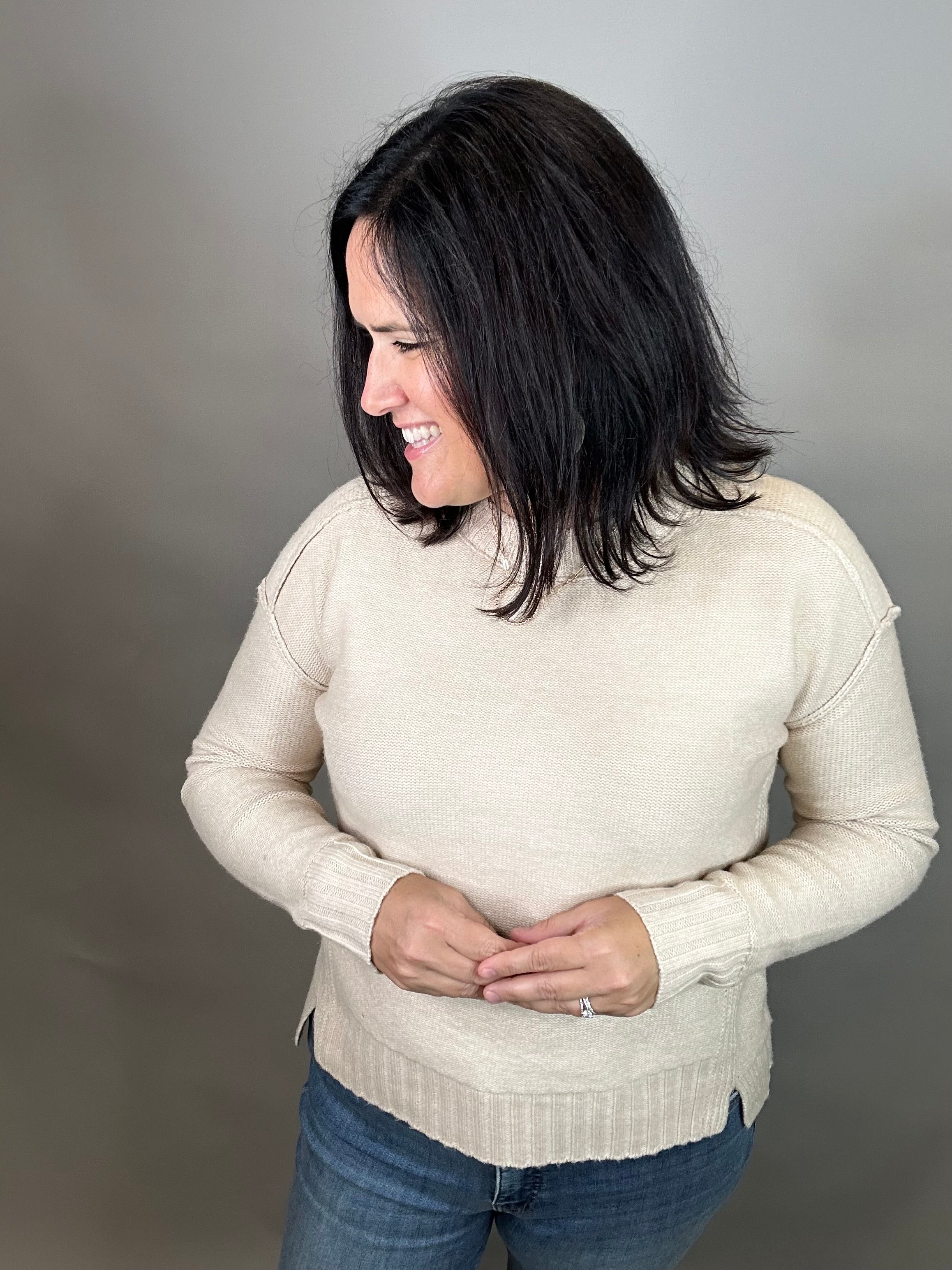 Taupe Seam Detail Sweater Top - Sweater STACCATO