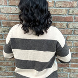 Taupe Brown Block Stripe Sweater