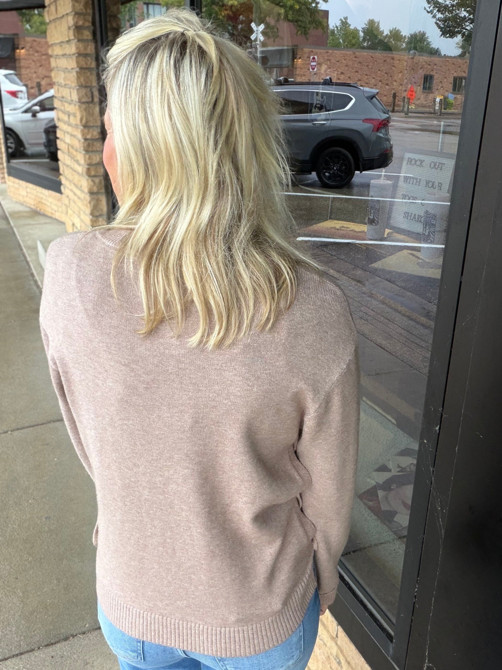 Mocha V-Neck Sweater Mable