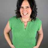 Kelly Green Slub Sweater Relaxed Fit with Dolman Sleeves