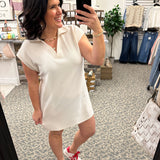 Cream Cloudy Knit Collared Dress Dresses TRES BIEN
