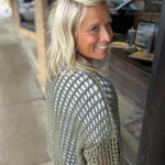 Olive Crochet Open Cardigan DOE & RAE