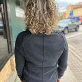 Black Adrianna Snap Front Pullover