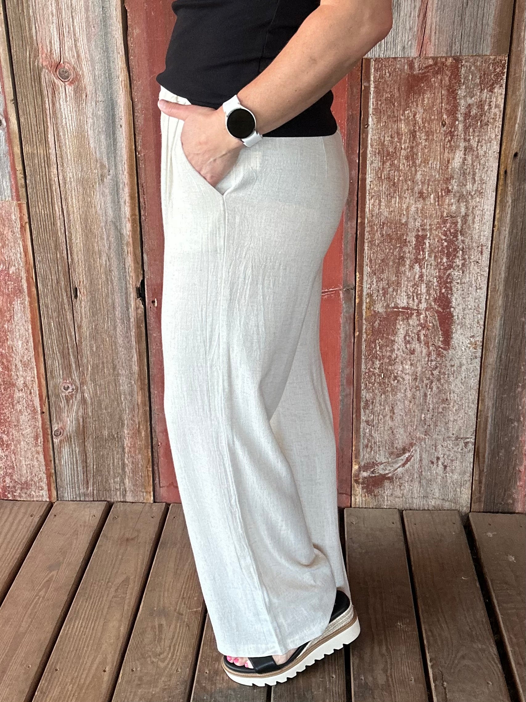 Linen Wide Leg Trousers Bottom- Pants HEM & THREAD
