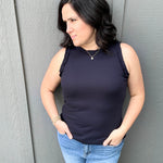 Navy Ruffle Tank Tops- Tanks DOE & RAE