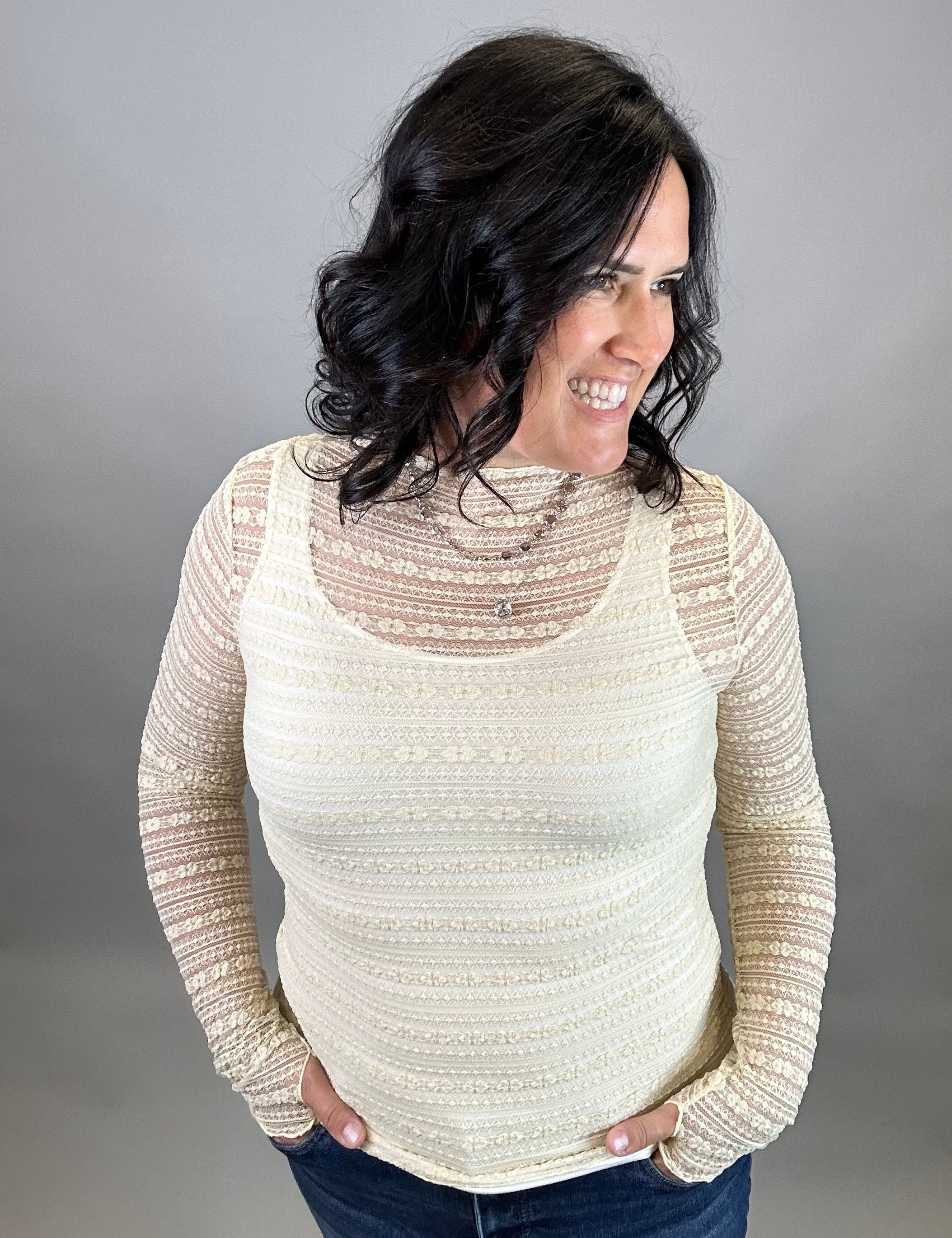 Butter Yellow Sheer Lace Top Tops- Blouses EE:SOME