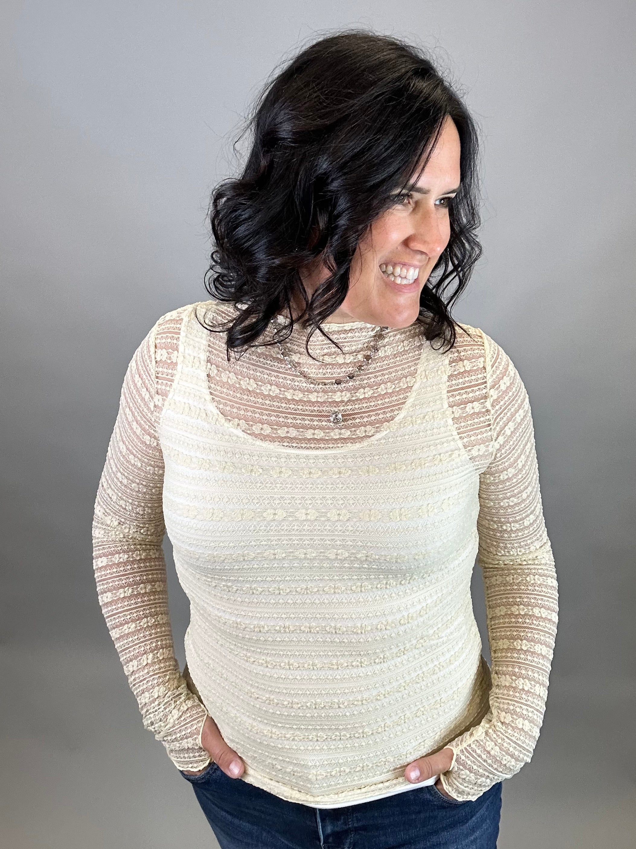 Butter Yellow Sheer Lace Top Tops- Blouses EE:SOME