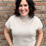 Oatmeal Mock Neck Sweater Vest Top - Sweater STACCATO