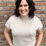 Oatmeal Mock Neck Sweater Vest Top - Sweater STACCATO