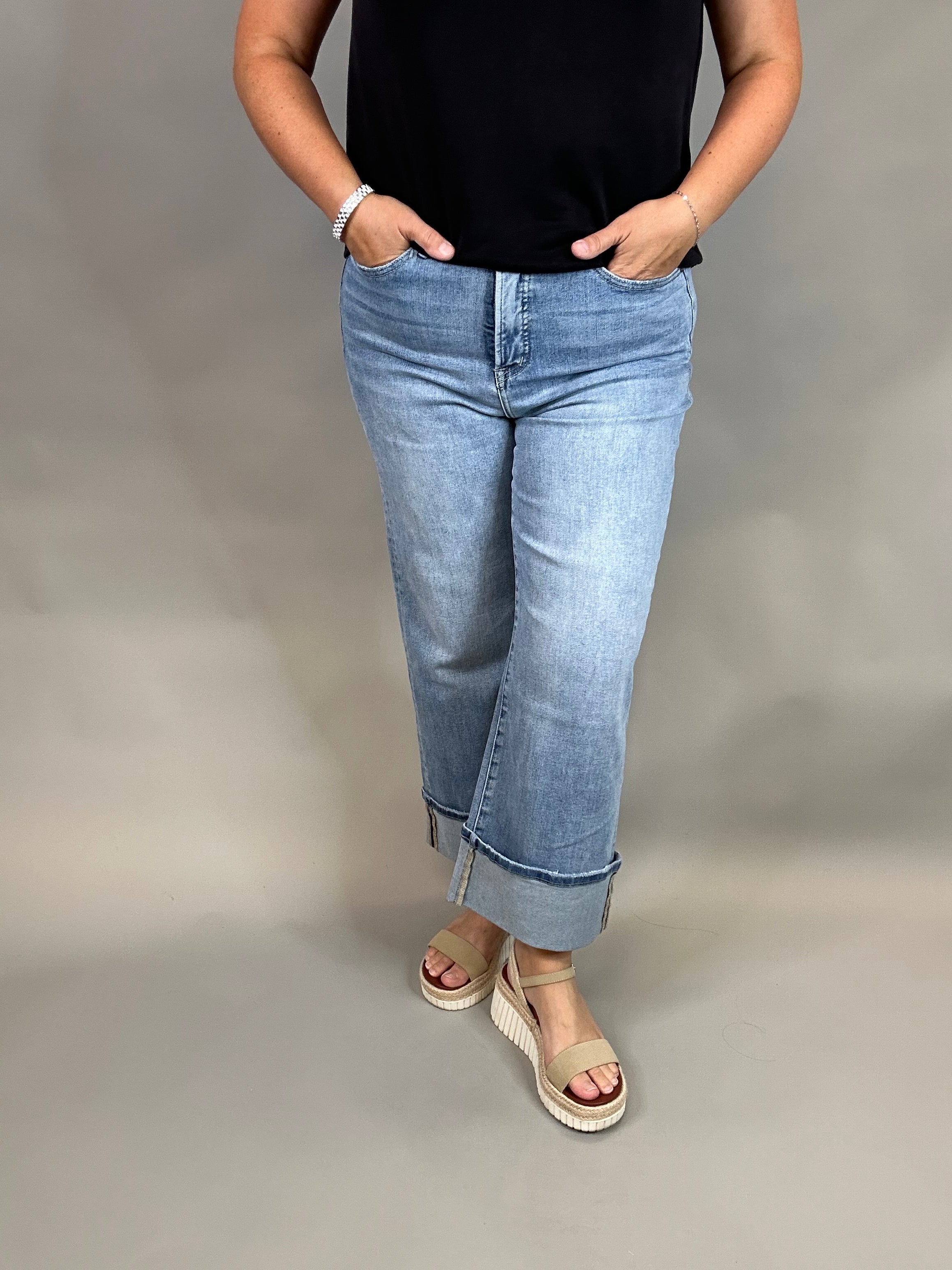 Capri Blue Wide Leg Jeans Bottom- Pants MICA DENIM