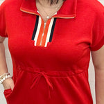 Red Quarter Zip Athletic Dress Dresses JODIFL