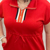 Red Quarter Zip Athletic Dress Dresses JODIFL