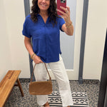 Royal Button Front Short Sleeve Tops - Button Ups STACCATO