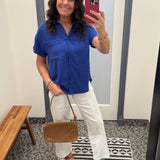 Royal Button Front Short Sleeve Tops - Button Ups STACCATO