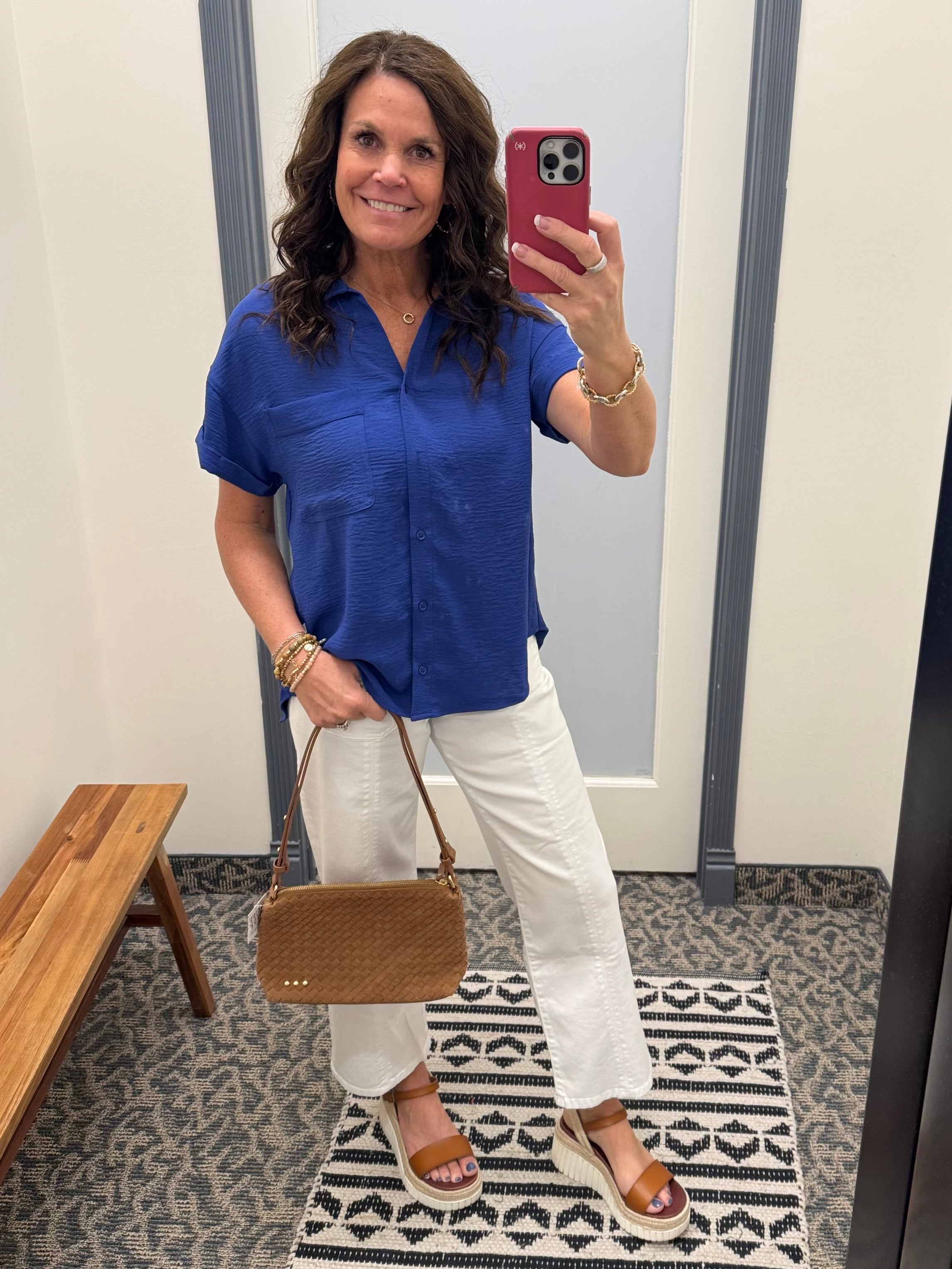 Royal Button Front Short Sleeve Tops - Button Ups STACCATO