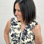 Paisley Print V-Neck Smocked Waist Zip Front Dress Dresses DOE & RAE