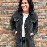 Washed Black Terry Long Jacket