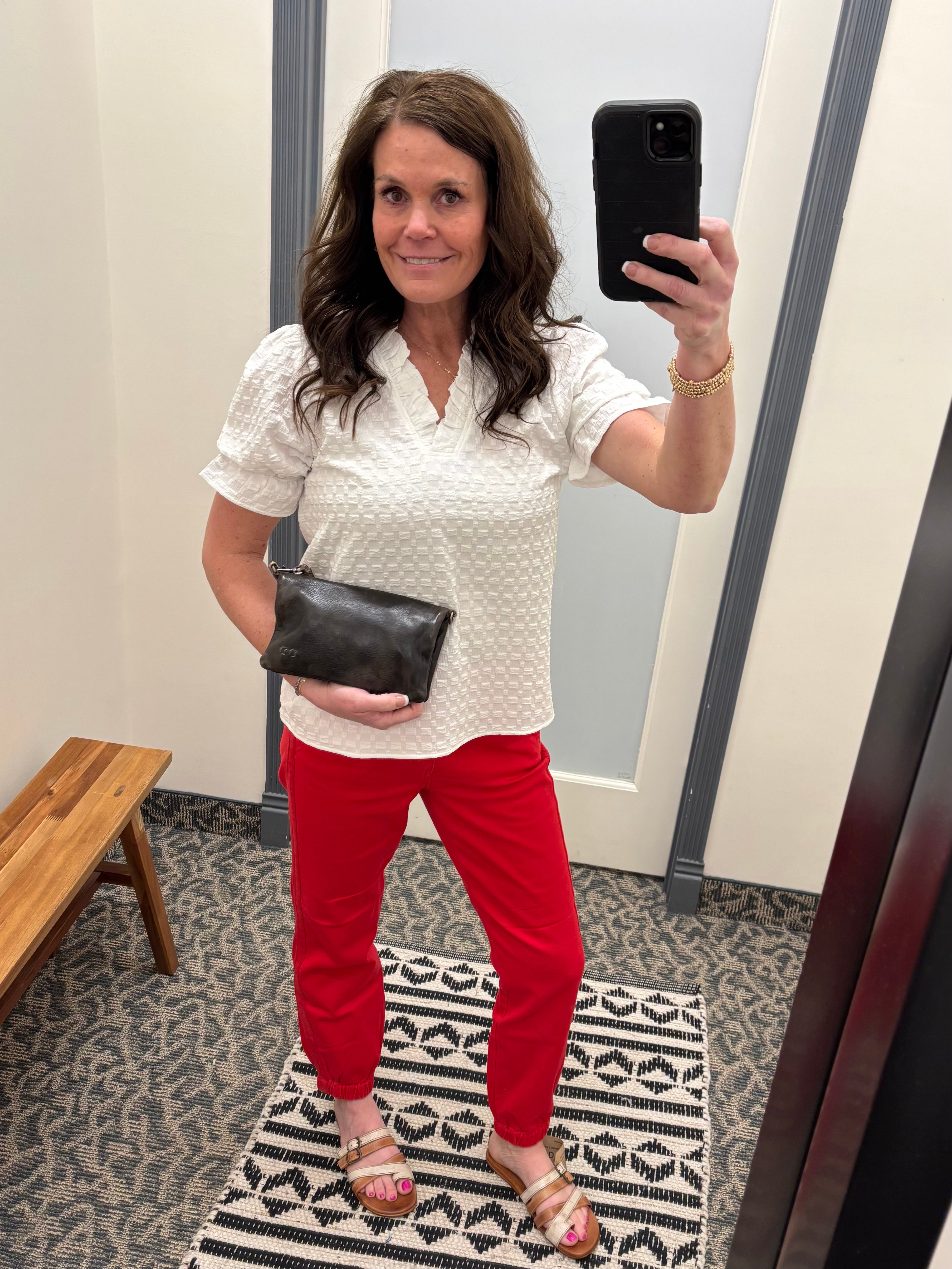 Scarlet Red High-Rise Crop Jogger Pants Bottoms- Joggers RISEN