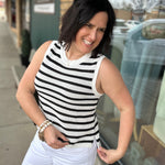 Iris Black & White Stripe Sweater Tank Top - Sweater FLAG AND ANTHEM