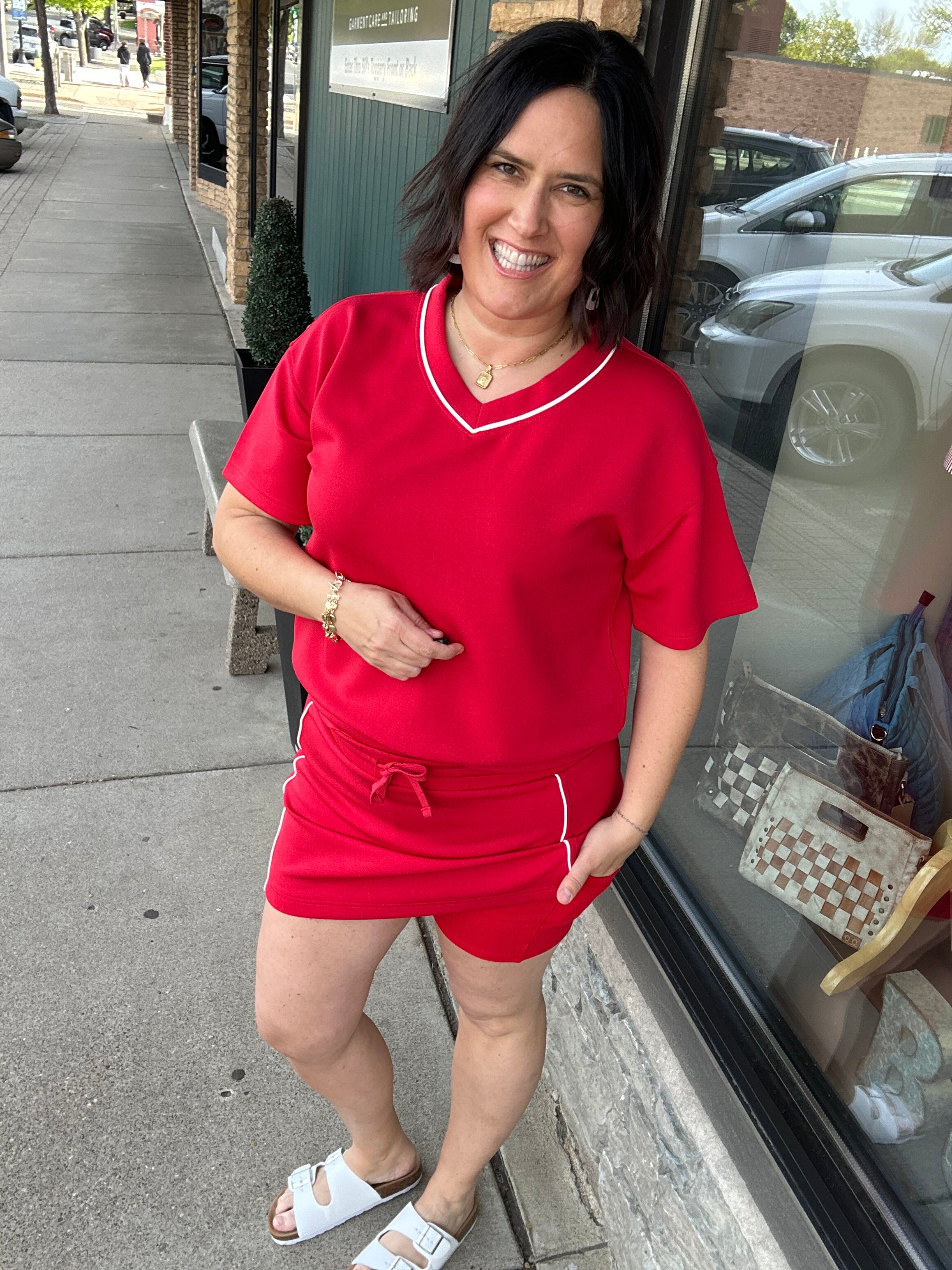 Red Skort Bottom- Skirt RAE MODE